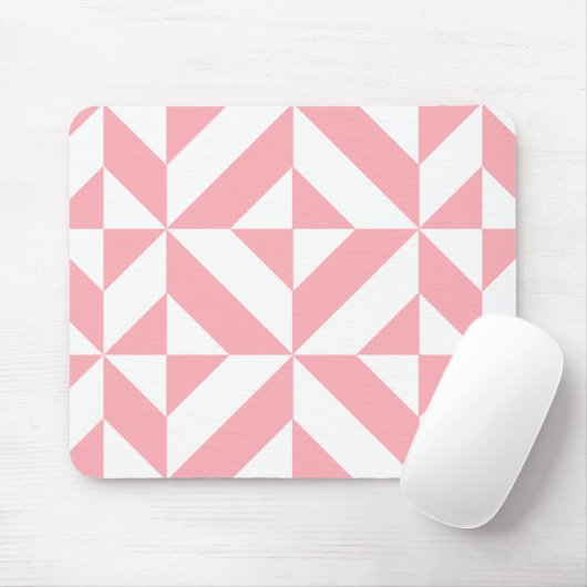 Roze Melon Geometric Deco Cube Patroon Muismat (Met muis)