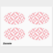 Roze Melon Geometric Deco Cube Patroon Ovale Sticker (Vel)