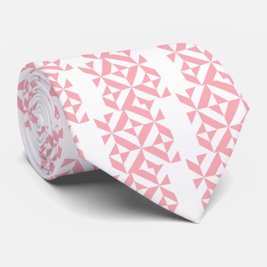 Roze Melon Geometric Deco Cube Patroon Stropdas (Opgerold)