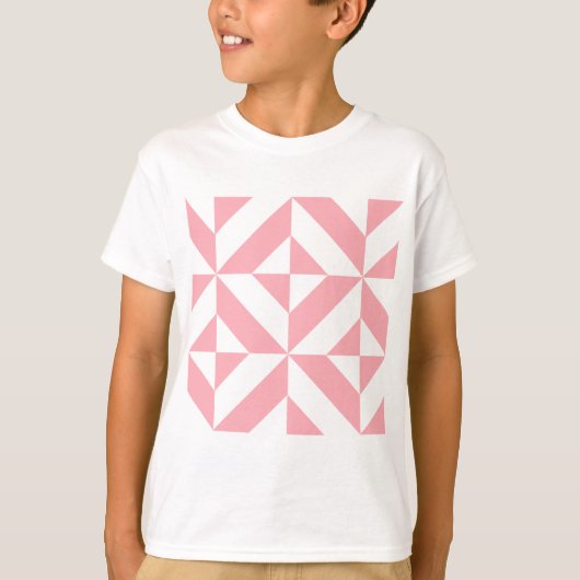 Roze Melon Geometric Deco Cube Patroon T-shirt (Voorkant)