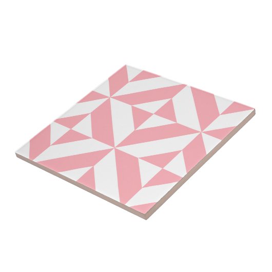 Roze Melon Geometric Deco Cube Patroon Tegeltje (Zijkant)