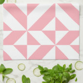 Roze Melon Geometric Deco Cube Patroon Theedoek (Gevouwen)