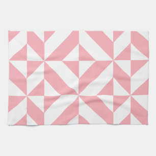Roze Melon Geometric Deco Cube Patroon Theedoek