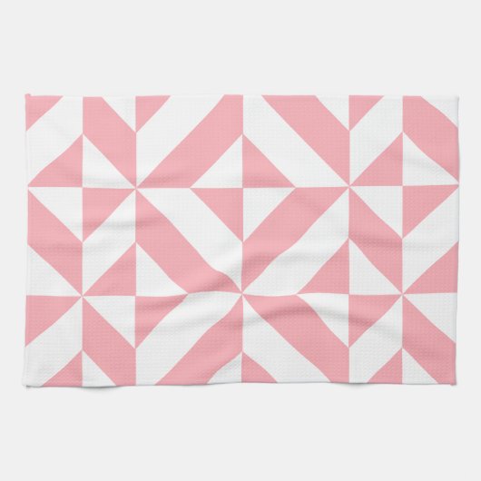 Roze Melon Geometric Deco Cube Patroon Theedoek (Horizontaal)