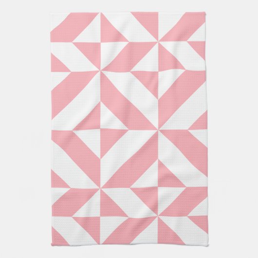 Roze Melon Geometric Deco Cube Patroon Theedoek (Verticaal)