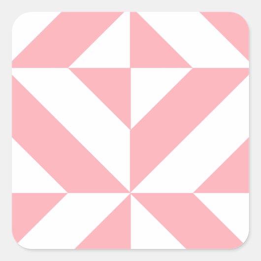 Roze Melon Geometric Deco Cube Patroon Vierkante Sticker (Voorkant)