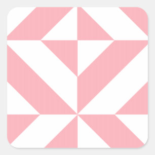 Roze Melon Geometric Deco Cube Patroon Vierkante Sticker