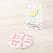 Roze Melon Geometric Deco Cube Patroon Zandsteen Onderzetter (Zijkant)