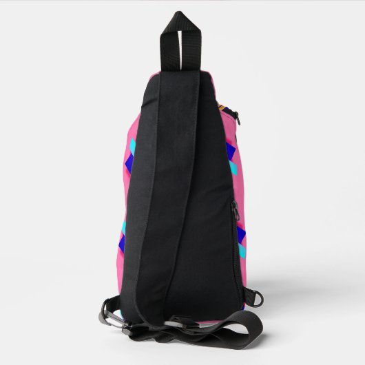 Roze Memphis Neon Driehoek Artsy Retro Fun Sling Bag (Achterkant)