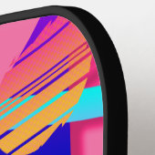 Roze Memphis Neon Triangle Patronen Pickleball Paddle (Links Detail)