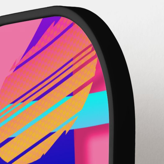 Roze Memphis Neon Triangle Patronen Pickleball Paddle (Links Detail)
