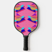 Roze Memphis Neon Triangle Patronen Pickleball Paddle (Achterkant)