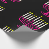 roze menorah hanukkah purim cadeaupapier (Hoek)