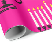 roze menorah hanukkah purim joodse krant cadeaupapier (Rol Hoek)