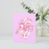 Roze menselijk hart briefkaart (Staand voorkant)