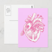 Roze menselijk hart briefkaart (Voorkant / Achterkant)
