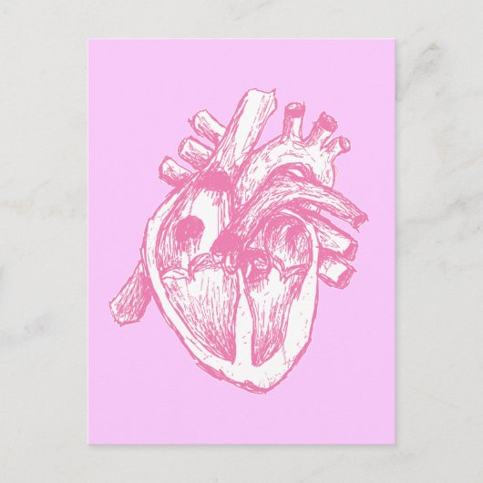 Roze menselijk hart briefkaart (Voorkant)