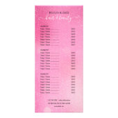 Roze menu Glitter Shimmer Salon Service (Voorkant)