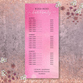 Roze menu Glitter Shimmer Salon Service