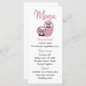 Roze Menu Panda Teddy Bear Hart Wedding Party (Voorkant / Achterkant)