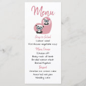 Roze Menu Panda Teddy Bear Hart Wedding Party (Voorkant)