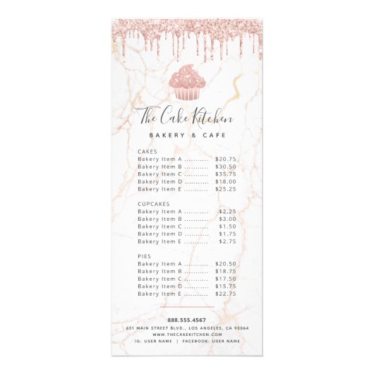 Roze menu van de kreuptaart van Glitter (Voorkant)