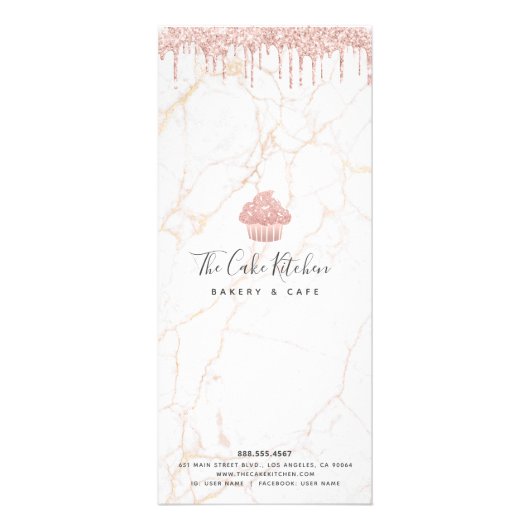 Roze menu van de kreuptaart van Glitter (Achterkant)