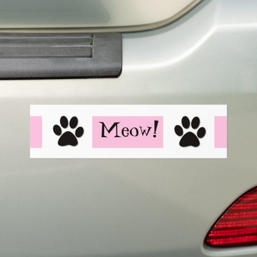 Roze Meow Bumpersticker (Op auto)