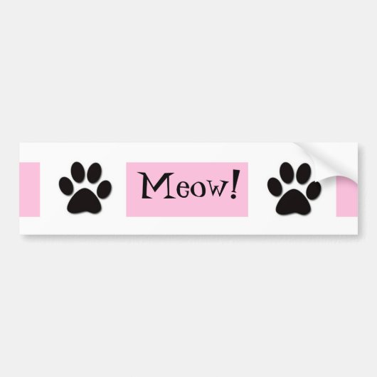 Roze Meow Bumpersticker (Voorkant)