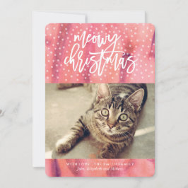 Roze "Meowy Christmas" Huisdier Vakantie Groet Feestdagenkaart