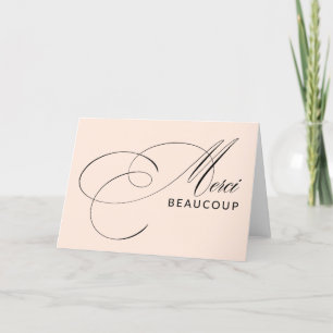 Roze Merci Beaucoup Elegante Calligrafie Bedankkaart