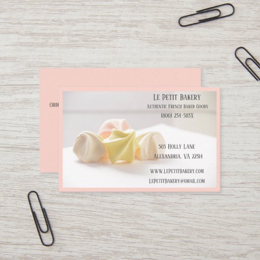 Roze Merengue Bakkerij Baker Pastry Bake Shop Chef Visitekaartje (Voorkant / Achterkant in situ)
