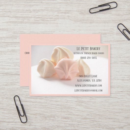 Roze Merengue Bakkerij Baker Pastry Bake Shop Chef Visitekaartje (Voorkant / Achterkant in situ)