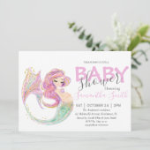 Roze MERMAID BABY SHOWER onder het zee Aankondiging (Staand voorkant)