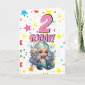Roze Mermaid Birthday Kaart (Voorkant)