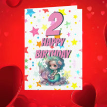 Roze Mermaid Birthday Kaart