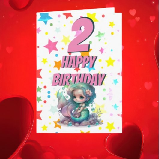 Roze Mermaid Birthday Kaart