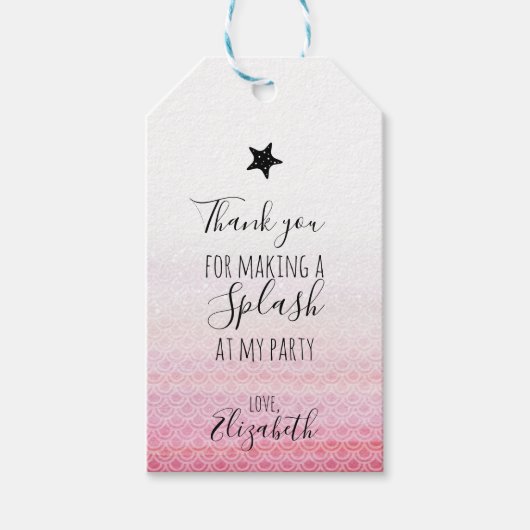 Roze Mermaid Birthday Party Gift Labels Cadeaulabel (Voorkant)