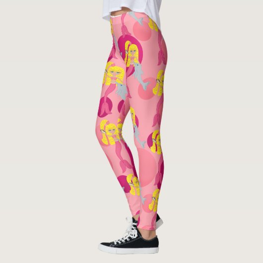 Roze Mermaid Brigit, Dolphin en polka dots Leggings (Links)