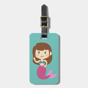 Roze Mermaid Brown Hair Bagagelabel