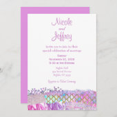 Roze Mermaid Elegant Wedding Invitation Kaart (Voorkant / Achterkant)
