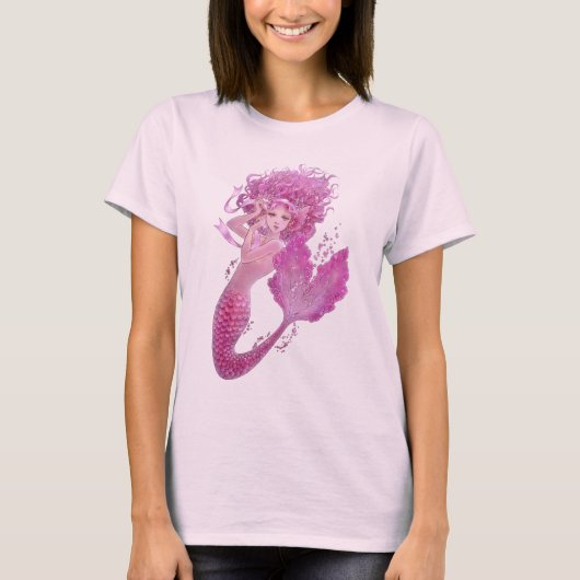 Roze Mermaid Fantasy Baby Doll T-shirt (Voorkant)