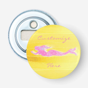 roze mermaid geel button flesopener
