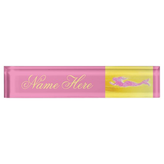 roze mermaid geel naambordje (Voorkant)