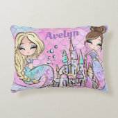 Roze mermaid Girl Bedroom Aangepaste naam Accent Kussen (Voorkant)