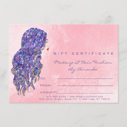 Roze mermaid Hairdresser Makeup Certificate Gift (Voorkant)
