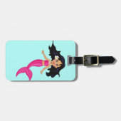 Roze Mermaid-kunst Bagagelabel (Voorkant horizontaal)