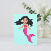 Roze Mermaid-kunst Briefkaart (Staand voorkant)