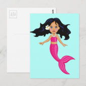 Roze Mermaid-kunst Briefkaart (Voorkant / Achterkant)