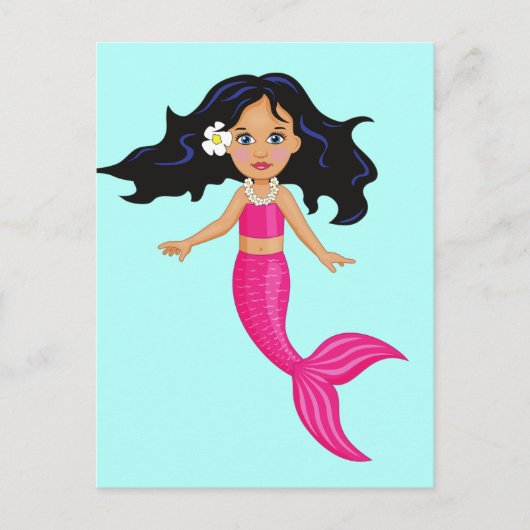 Roze Mermaid-kunst Briefkaart (Voorkant)